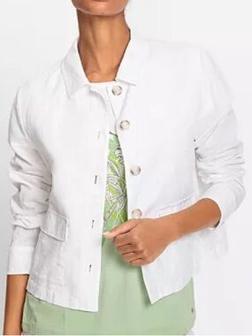 Jones New York White Button-Front Jean Jacket